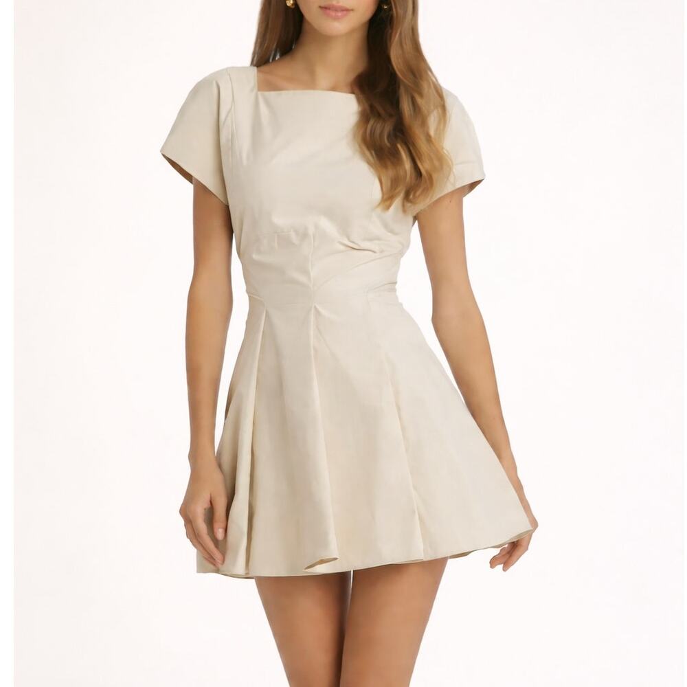 NEW Amanda Uprichard Harper Fit Flare Mini Dress Bone Ivory Womens Sm